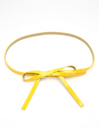 Yellow skinny bow belt